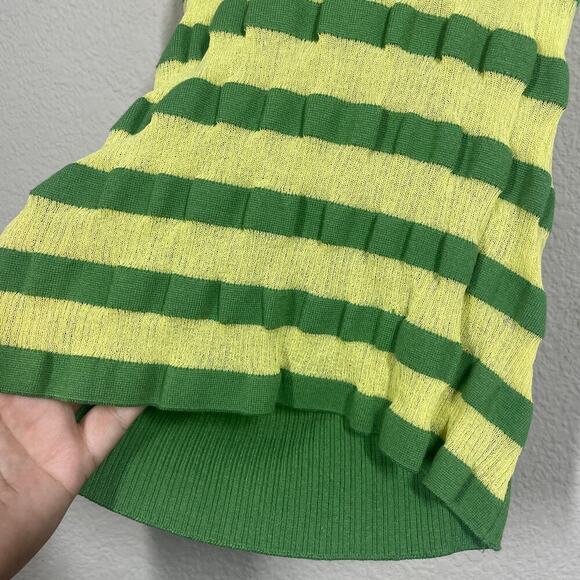 TheOpen Product 1/Small Stripe Halter Neck Tank Top Green Yellow Sleeveless - Picture 6 of 10